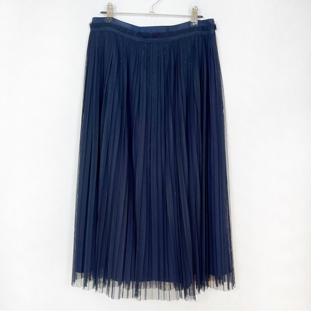 Banana Republic Navy Pleated Tulle A-Line Skirt Size 2 - Picture 2 of 12